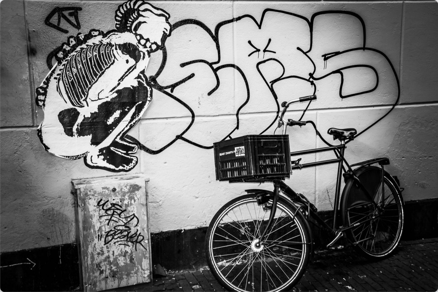 Impression photographique d'art urbain à vélo d'Amsterdam | Métal, toile et papier