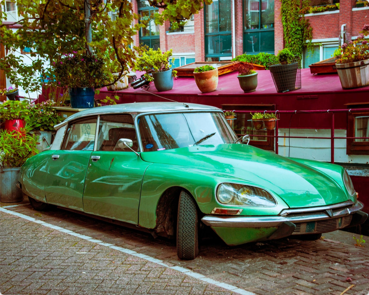 Amsterdam Green Car Street Photography Print | Metal, Canvas & Paper