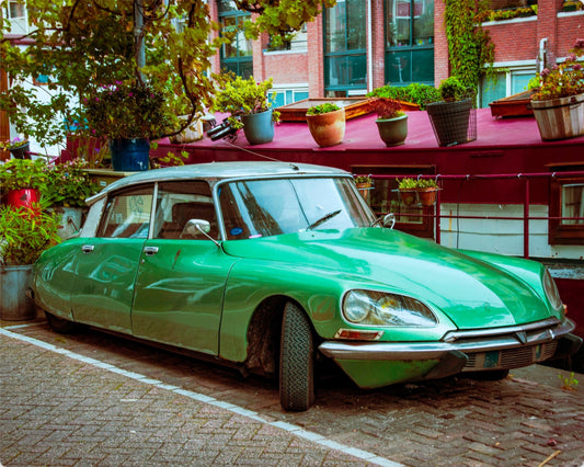 Amsterdam Green Car Street Photography Print | Metal, Canvas & Paper