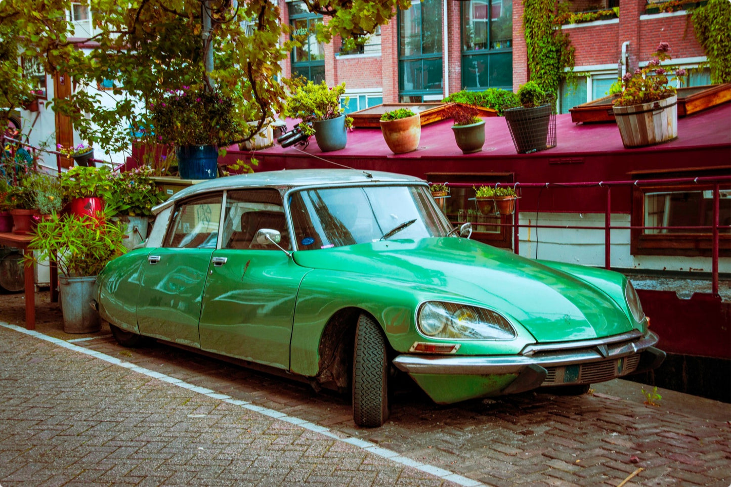 Amsterdam Green Car Street Photography Print | Metal, Canvas & Paper