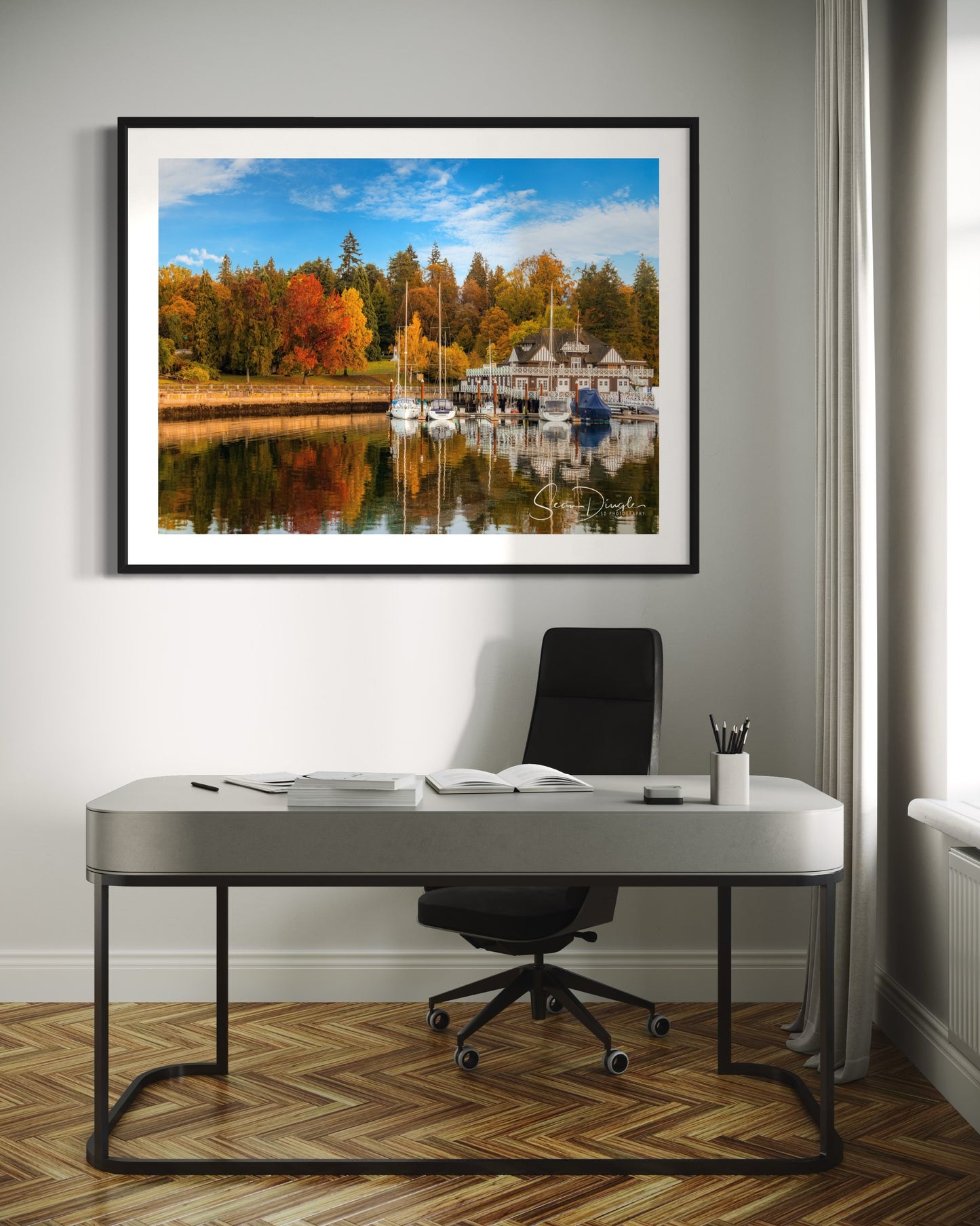 Fall in Vancouver fine art print in contemporary home interior — Vancouver Canada photography wall art