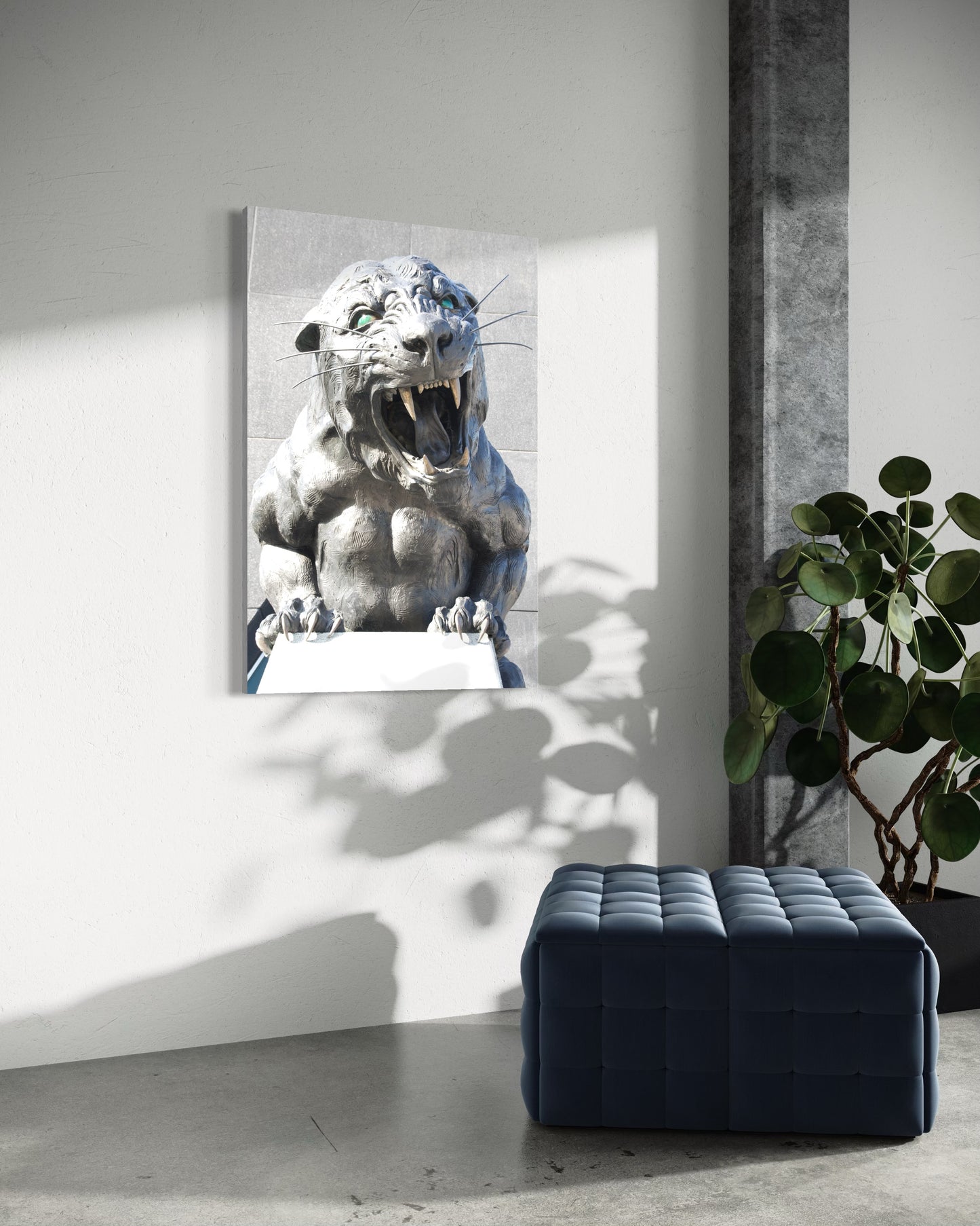 The Panther fine art print in contemporary home interior — Charlotte NC photography wall art